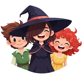 A cozy magical party with characters dancing